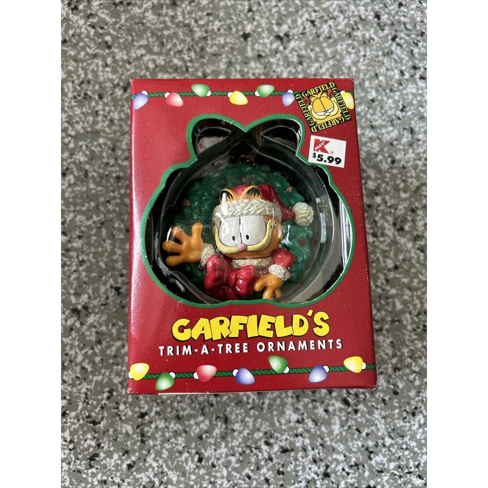 New! Garfield's Trim-a-Tree Christmas Ornament WREATH Vtg 1996 by Paws